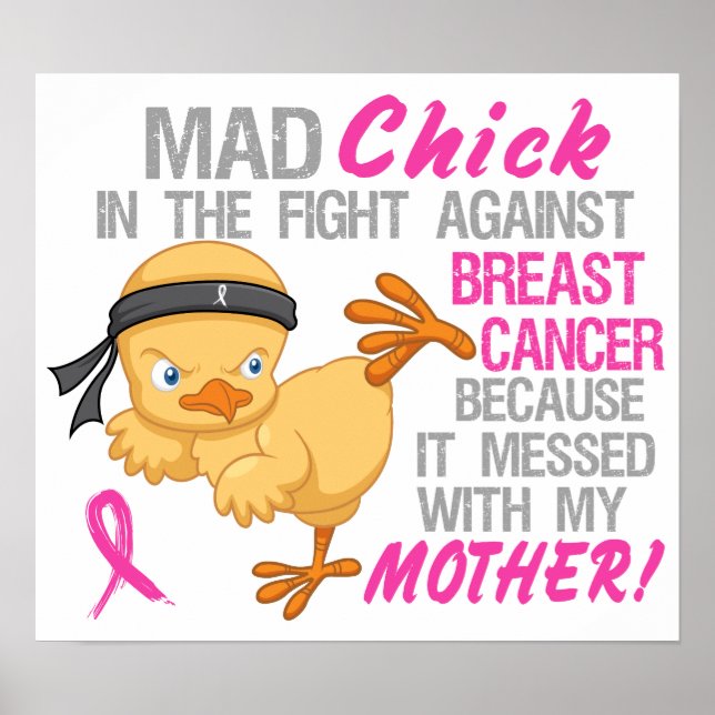 Póster Mad Chick Se Metió Con El Cáncer De Mama 3L Madre (Frente)