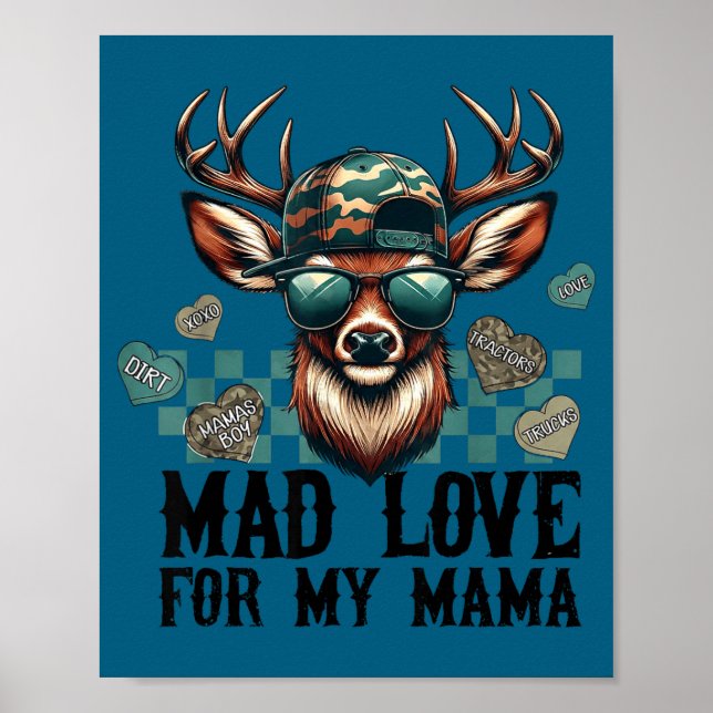 Póster Mad Love For My Mama Deer Head Valentines Day Hunt (Frente)