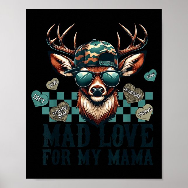 Póster Mad Retro Love For My Mama Camo Deer Hunting Valen (Frente)