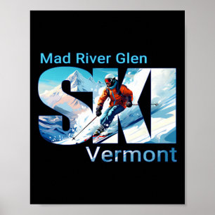 Póster Mad River Glen Vacaciones de Esquí Geniales Esquí 