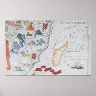 Póster Madagascar y costa costa africana del este