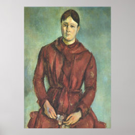 Póster Madame Cezanne con un vestido rojo - Paul Cezanne