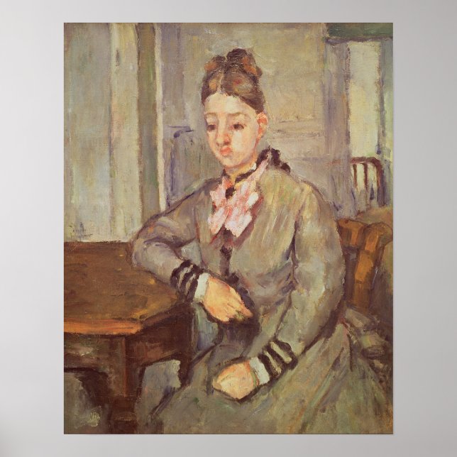 Póster Madame Cezanne inclinándose sobre una mesa, 1873-7 (Frente)