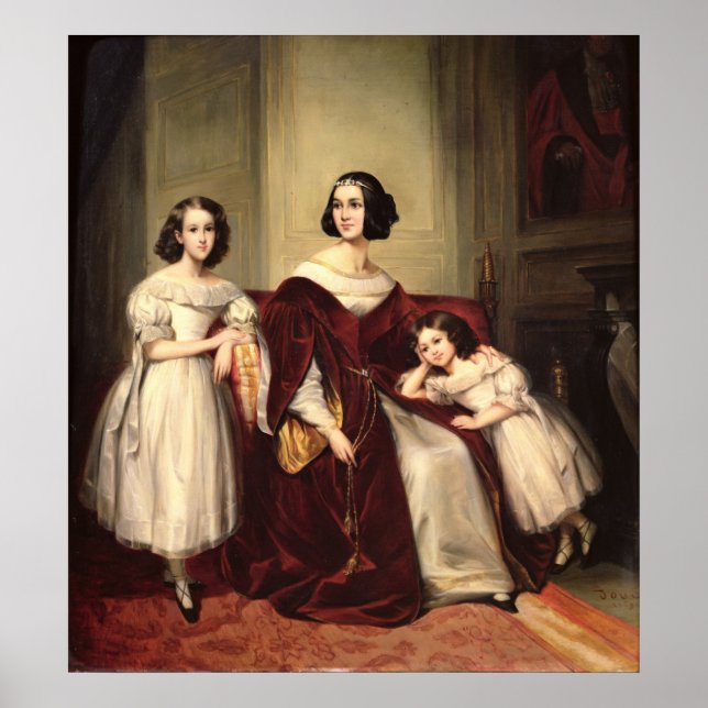 Póster Madame de Nonjon y sus dos hijas, 1839 (Frente)