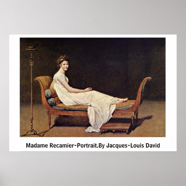 Póster Madame Recamier-Portrait.Por Jacques-Louis David (Frente)