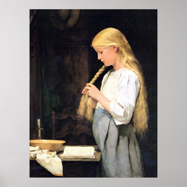 Póster Mädchen die Haare Chica de flechtend Braisu cabell (Frente)