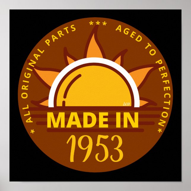 Póster MADE EN 1953 regalo de cumpleaños divertido (Frente)