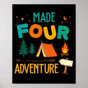 Póster Made Four Adventure Cumpleaños Temático de Camping