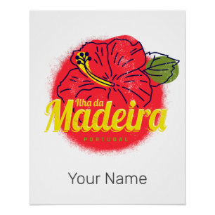 Póster Madeira Hibiscus Flower Island Portugal Souvenir