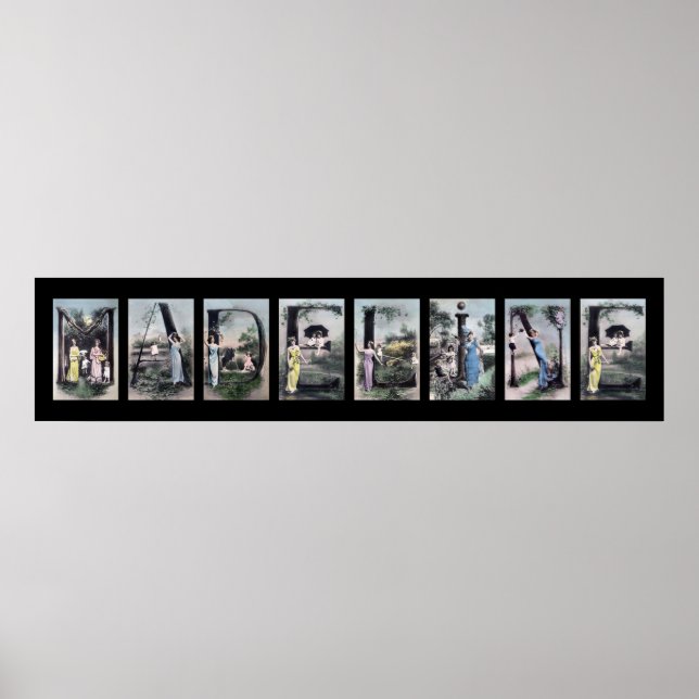 Póster MADELINE Vintage Alphabet Name Art (Frente)