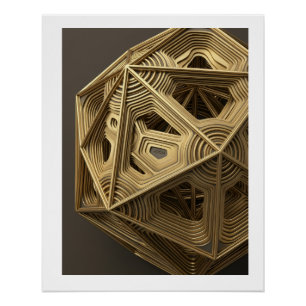 Póster Madera Arquitectónica Fractal Compleja Geometría F