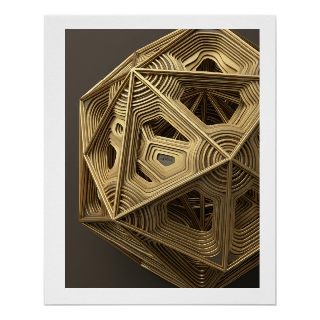 Póster Madera Arquitectónica Fractal Compleja Geometría F (Anverso)