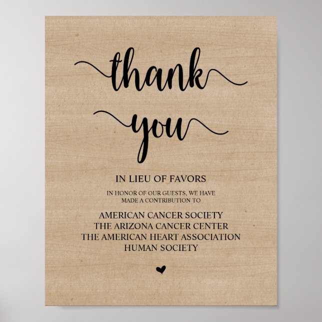 Póster Madera de granja rústica, donación Boda, contribuc (Frente)