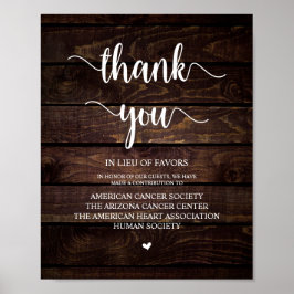 Póster Madera de granja rústica, donación Boda, contribuc