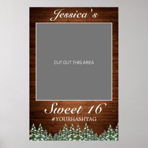 Póster Madera de nieve y dulce de pino rural forestal 16