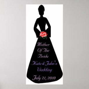 Póster Madera De Silhouette Bridal De La Novia