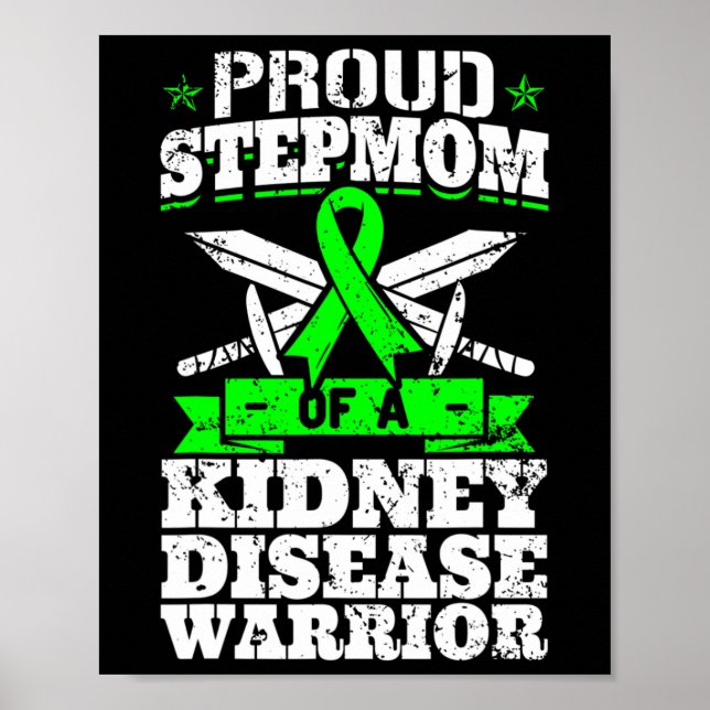 Póster Madera De Un Guerrero De La Enfermedad Renal Aware (Frente)