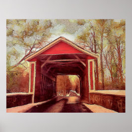 Póster Madera del puente cubierto Delaware Ashland