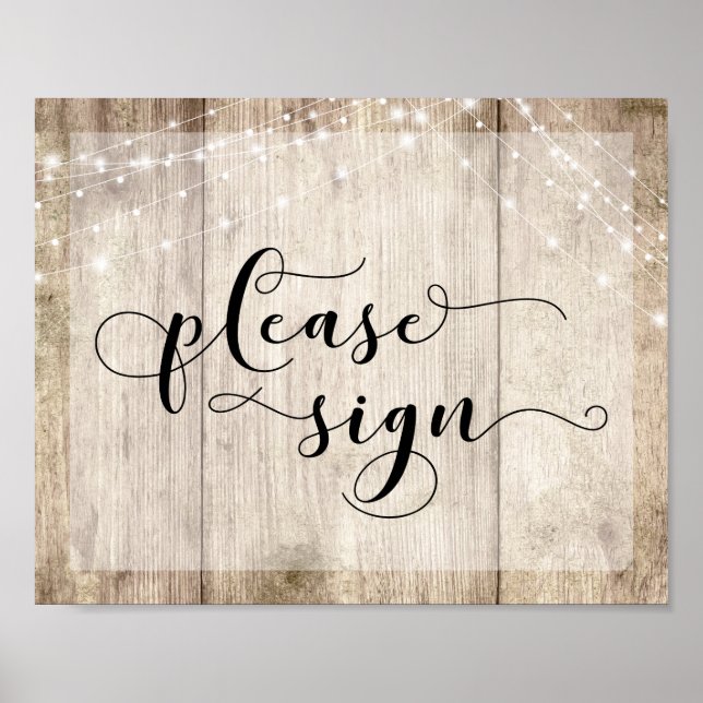 Póster Madera marrón claro y luces Por favor Rótulo (Frente)