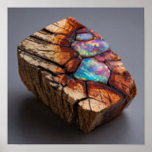 Madera opalizada con arcoiris - Gema de bosques Pe