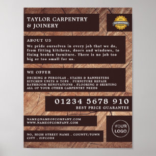 Póster Madera oscura, carpintería, publicidad de carpinte