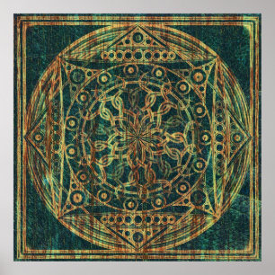 Póster Madera resistida mandala de la eternidad