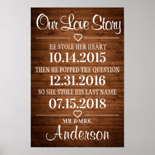 Póster Madera Rusa Nuestra Historia De Amor Rótulo Boda