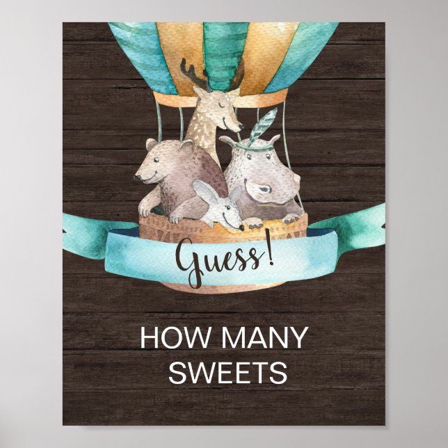 Póster Madera Rústica | Animales Cuántos Sweets (Frente)