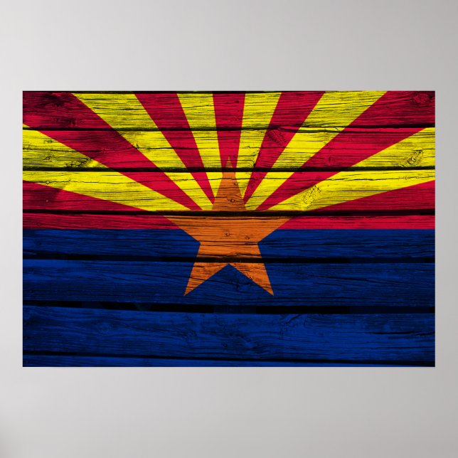 Póster Madera Rustica de Bandera de Arizona (Frente)