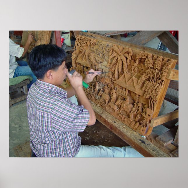 Póster Madera tailandesa tallando a Chiang Mai Poster tai (Frente)