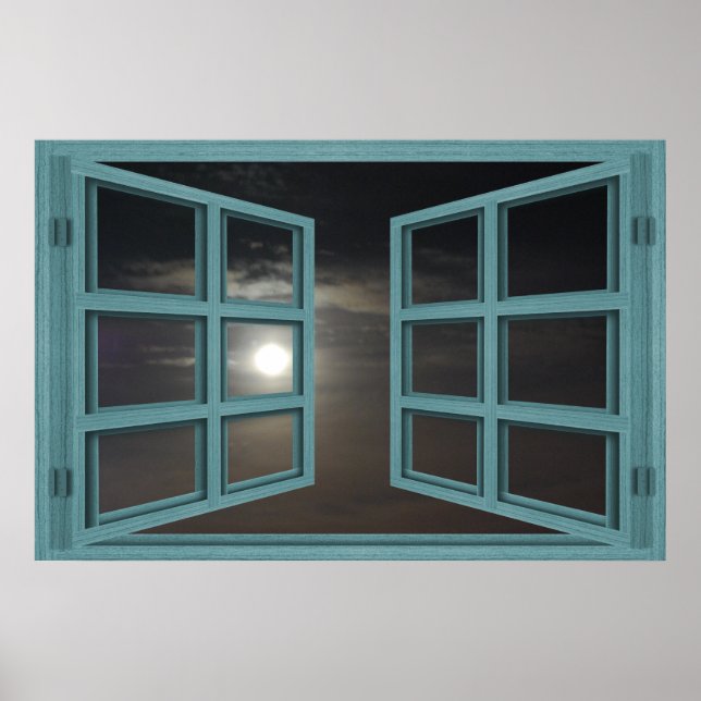 Póster Madera verde luna 6 panel Abrir Poster de ventana (Frente)