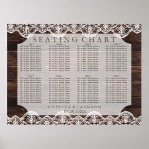 Póster Madera y encaje rústicos - Cuadro de asientos