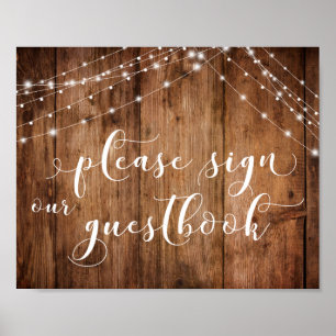 Póster Madera y luces Por favor Rótulo nuestro Rótulo de 