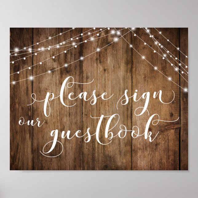 Póster Madera y luces Por favor Rótulo nuestro Rótulo de  (Frente)