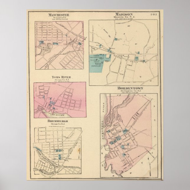 Póster Madison, Bordentown, NJ (Frente)