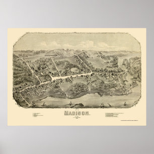 Póster Madison, mapa panorámico del CT - 1881