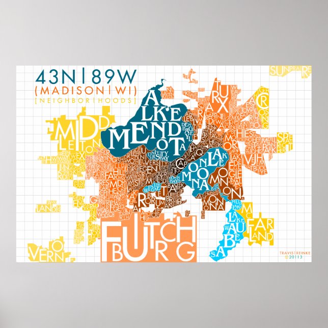 Póster Madison Neighborhood Typography *ACTUALIZADO* (Frente)