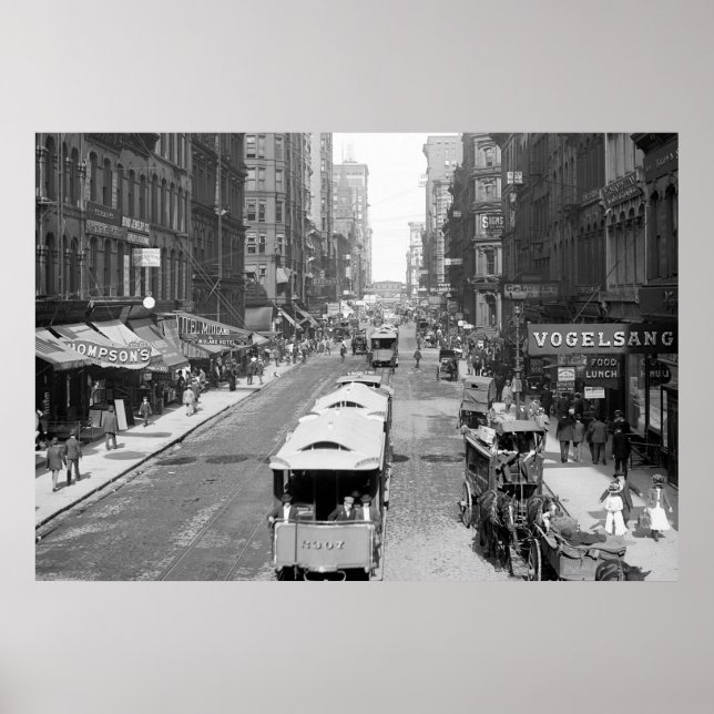 Póster Madison Street, Chicago, 1900 (Frente)