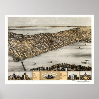 Póster Madison, WI Panoramic Map - 1867