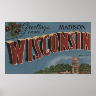 Póster Madison, Wisconsin (Capital estatal/Flor)