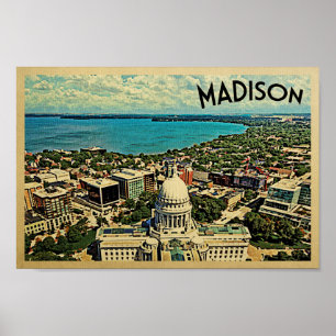 Póster Madison Wisconsin Poster Vintage Travel Skyline