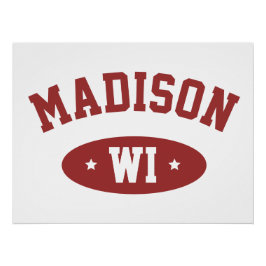 Póster Madison Wisconsin Retro Sporty Typography Wall Art