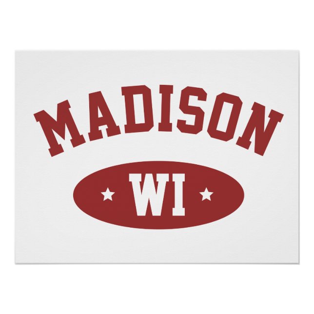 Póster Madison Wisconsin Retro Sporty Typography Wall Art (Anverso)