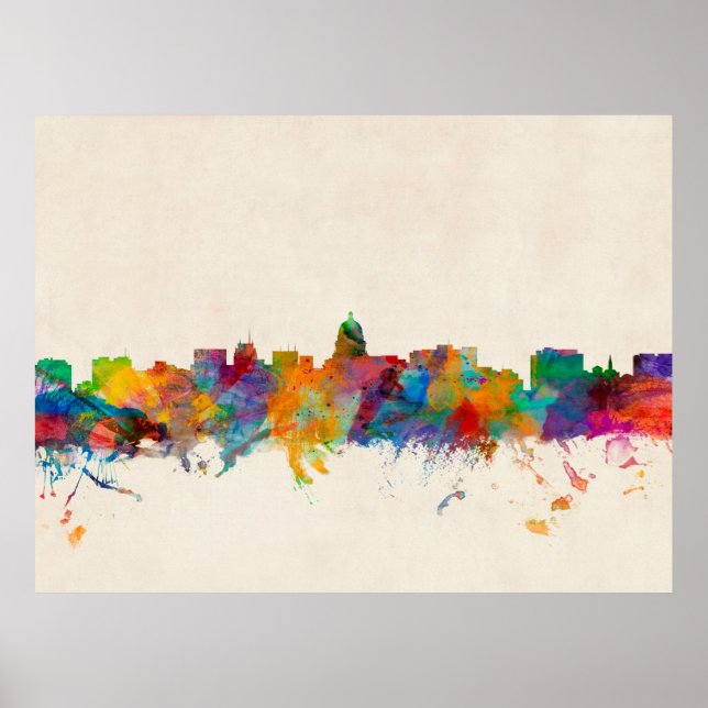 Póster Madison Wisconsin Skyline Cityscape (Frente)