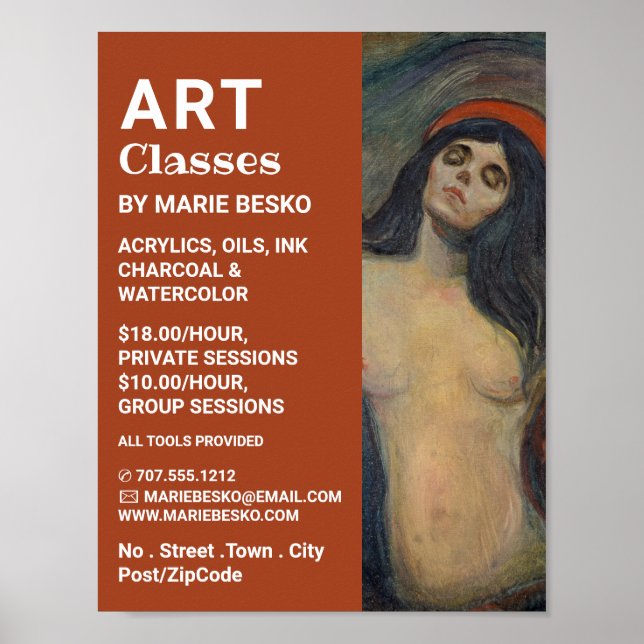 Póster Madonna 1894 Versión De Edvard Munch, Clases De Ar (Frente)