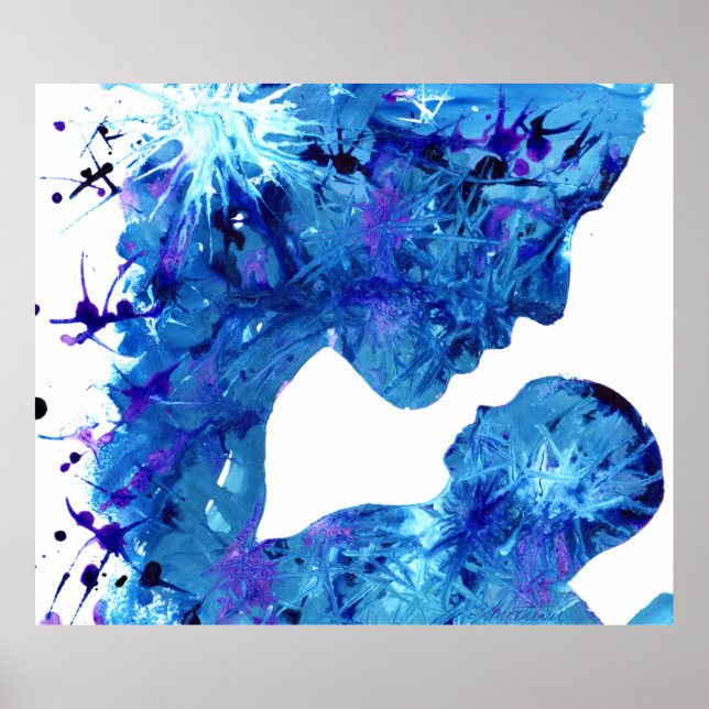 Póster Madonna azul y hermosa acuarela infantil (Frente)