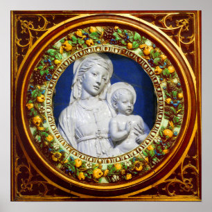 PÓSTER MADONNA CON CORONA FLORAL DE RENACIMIENTO INFANTIL