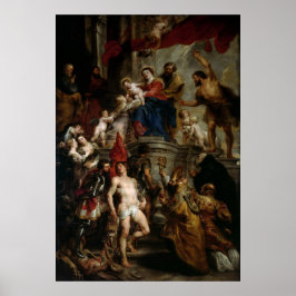 Póster Madonna con Jesús rodeado por los santos - Rubens