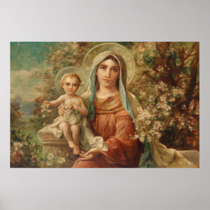 Póster Madonna con niño por Hans Zatzka - poster