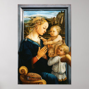 Póster Madonna con niños y dos ángeles, Filippo Lippi